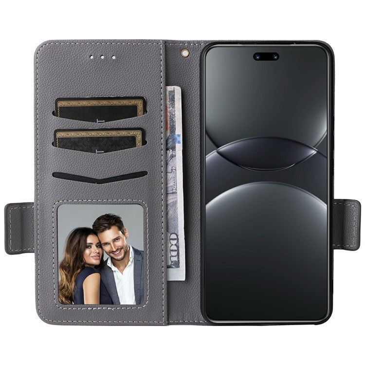 For Huawei nova 13 Pro 5G Case Litchi Texture PU Leather Wallet Flip Phone Cover - Grey