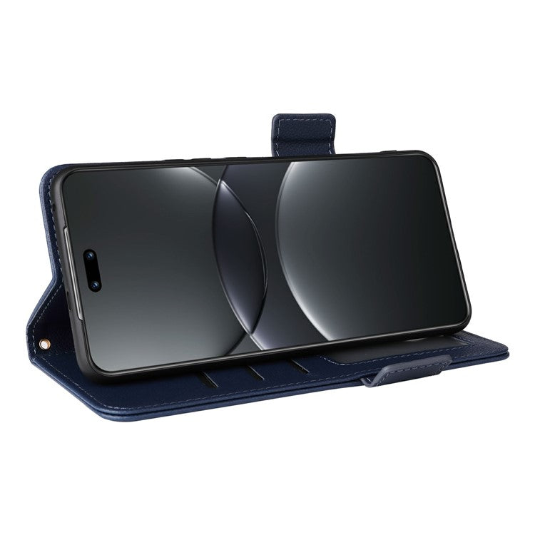 For Huawei nova 13 Pro 5G Case Litchi Texture PU Leather Wallet Flip Phone Cover - Dark Blue