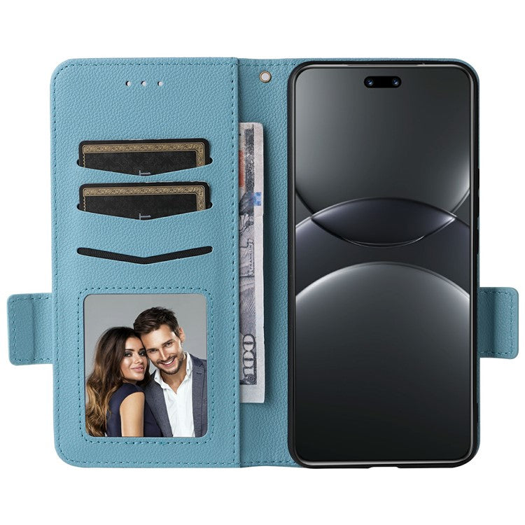 For Huawei nova 13 Pro 5G Case Litchi Texture PU Leather Wallet Flip Phone Cover - Baby Blue