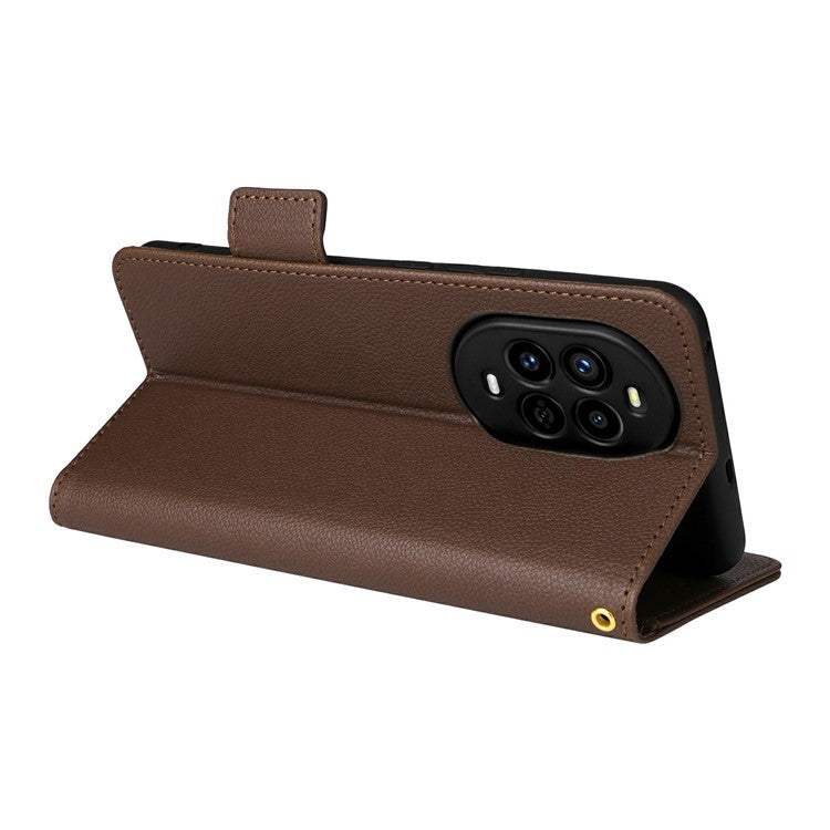For Huawei nova 13 Pro 5G Case Litchi Texture PU Leather Wallet Flip Phone Cover - Brown