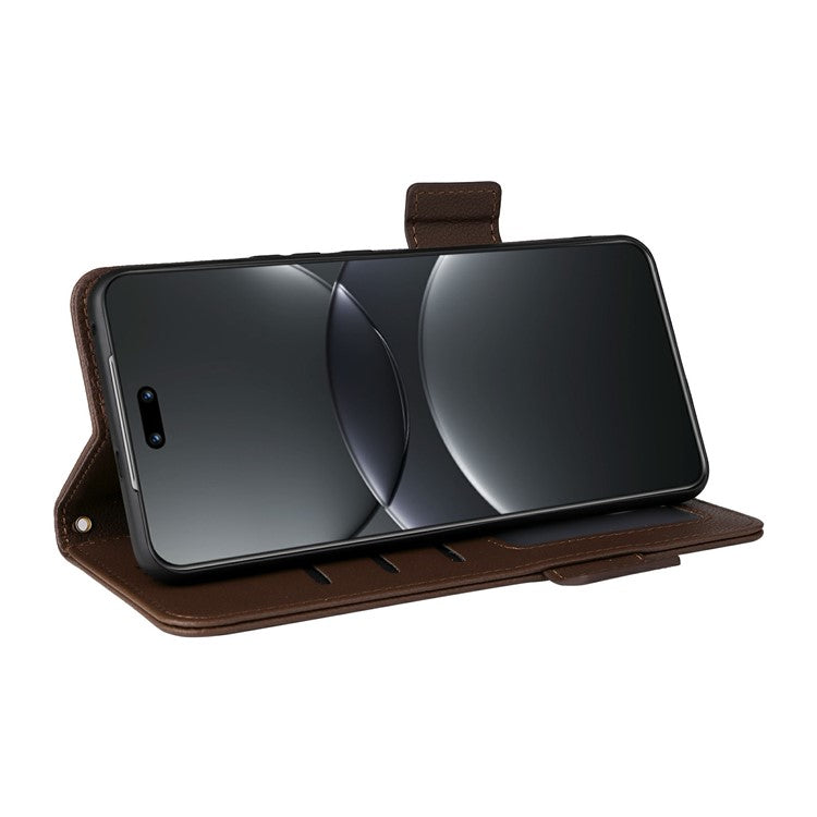 For Huawei nova 13 Pro 5G Case Litchi Texture PU Leather Wallet Flip Phone Cover - Brown