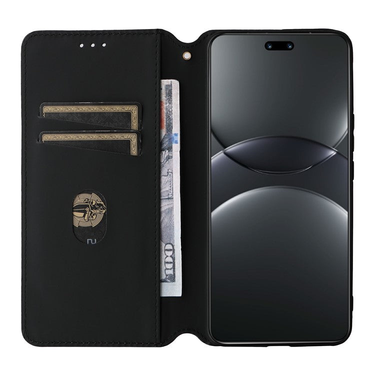 For Huawei nova 13 Pro 5G Wallet Case Rhombus Imprinted Leather Phone Cover - Silver