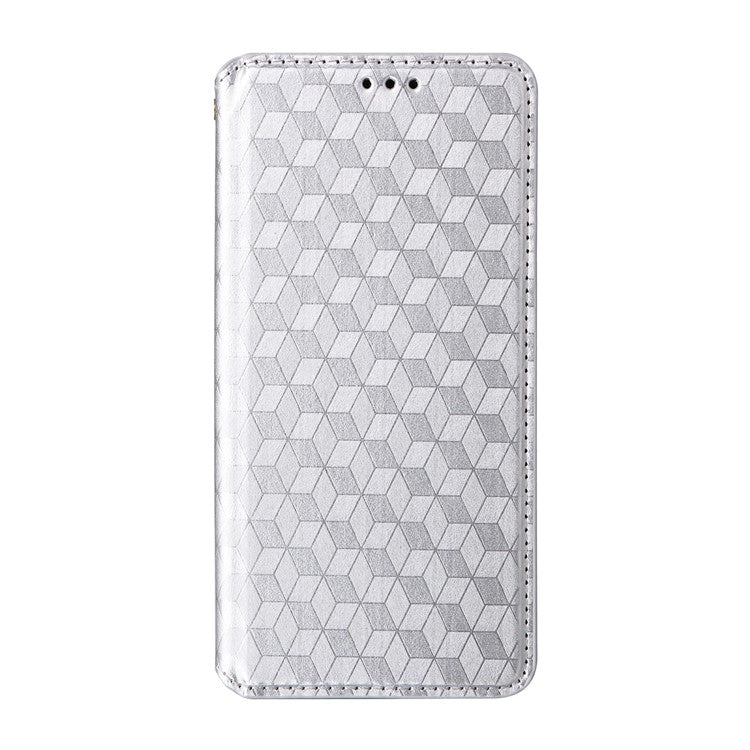 For Huawei nova 13 Pro 5G Wallet Case Rhombus Imprinted Leather Phone Cover - Silver