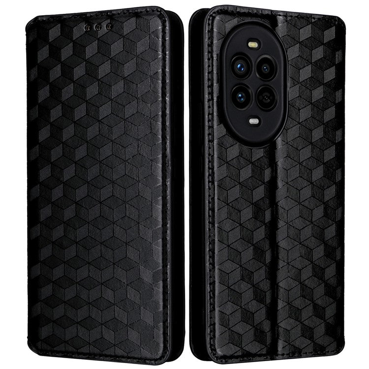 For Huawei nova 13 Pro 5G Wallet Case Rhombus Imprinted Leather Phone Cover - Black