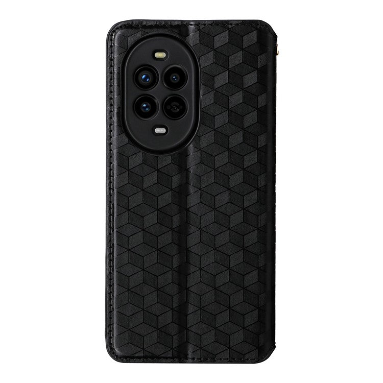 For Huawei nova 13 Pro 5G Wallet Case Rhombus Imprinted Leather Phone Cover - Black