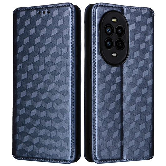 For Huawei nova 13 Pro 5G Wallet Case Rhombus Imprinted Leather Phone Cover - Blue