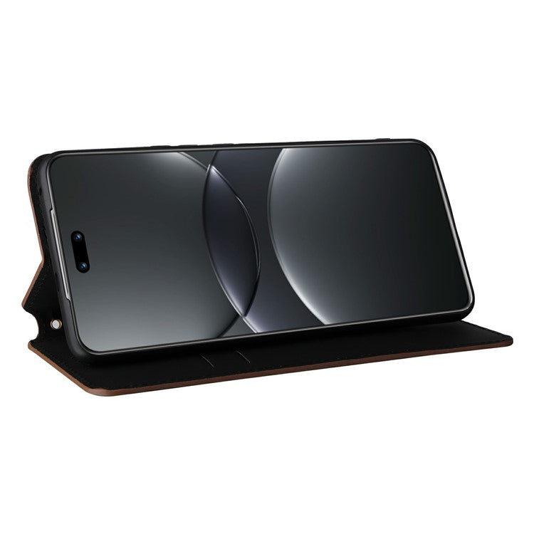 For Huawei nova 13 Pro 5G Wallet Case Rhombus Imprinted Leather Phone Cover - Brown