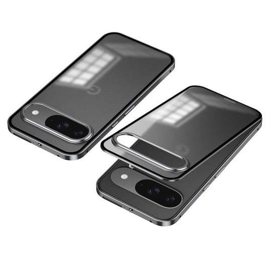 For Google Pixel 9 / Pixel 9 Pro Matte Case Aluminium Alloy+PC Phone Cover Pop-Up Snap Lock - Grey