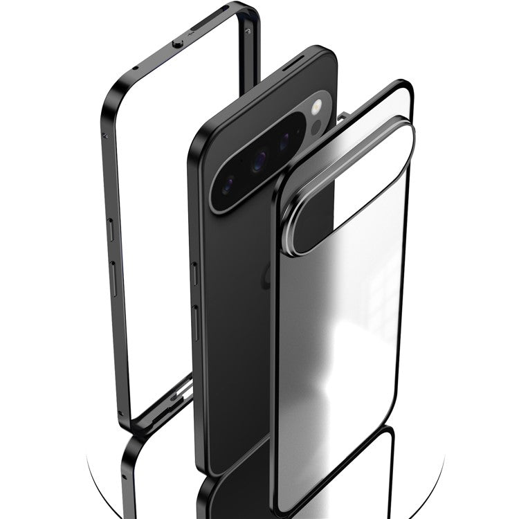 For Google Pixel 9 / Pixel 9 Pro Matte Case Aluminium Alloy+PC Phone Cover Pop-Up Snap Lock - Blue