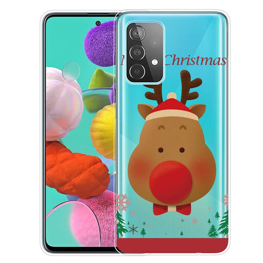 For Samsung Galaxy A33 5G Merry Christmas Phone Case Pattern Printing Soft TPU Anti-Drop Protective Cover - Reindeer with Bows