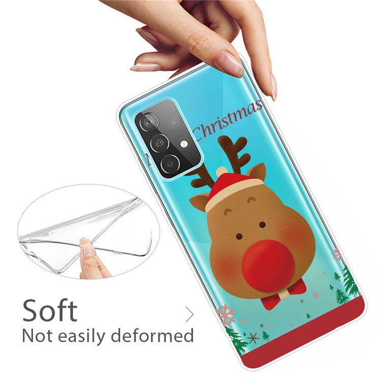 For Samsung Galaxy A33 5G Merry Christmas Phone Case Pattern Printing Soft TPU Anti-Drop Protective Cover - Reindeer with Bows