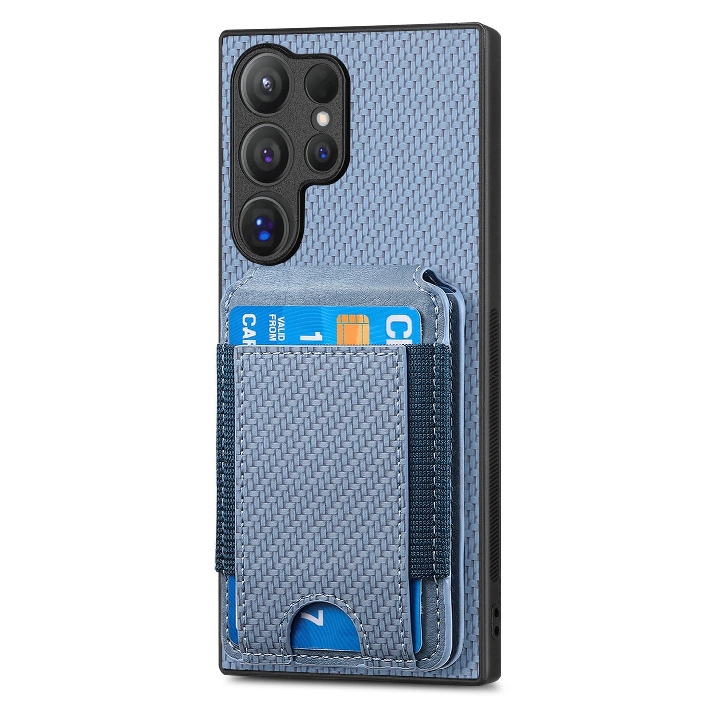 For Samsung Galaxy S25 Ultra Case with Card Holder Kickstand Leather Back Cover - Blue