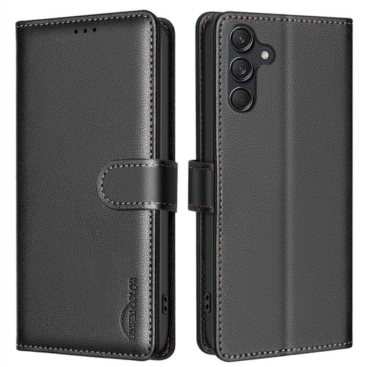 BINFEN COLOR BF32 For Samsung Galaxy A26 5G Leather Case Wallet RFID Blocking Phone Cover - Black