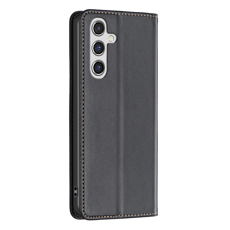BINFEN COLOR BF18 For Samsung Galaxy A26 5G Leather Case Card Slots Phone Cover - Black