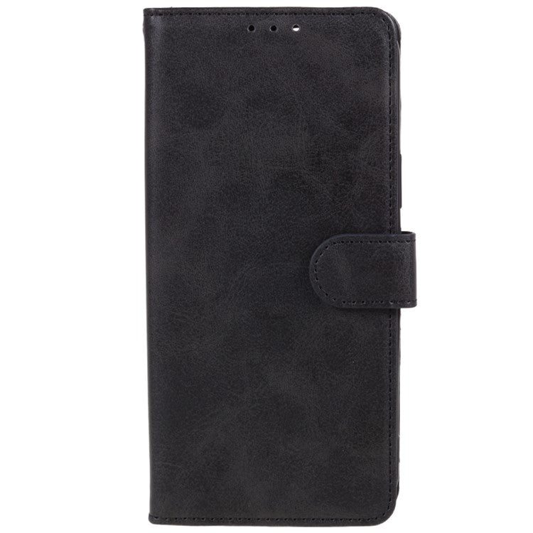 For Samsung Galaxy A56 5G Case PU Leather Wallet Protective Phone Cover Calf Texture - Black