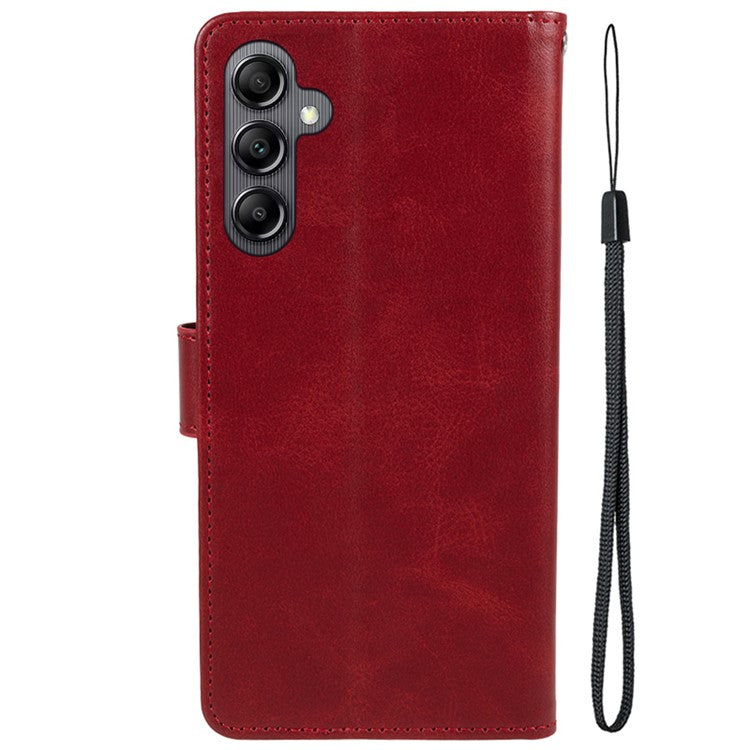 For Samsung Galaxy A56 5G Case PU Leather Wallet Protective Phone Cover Calf Texture - Red