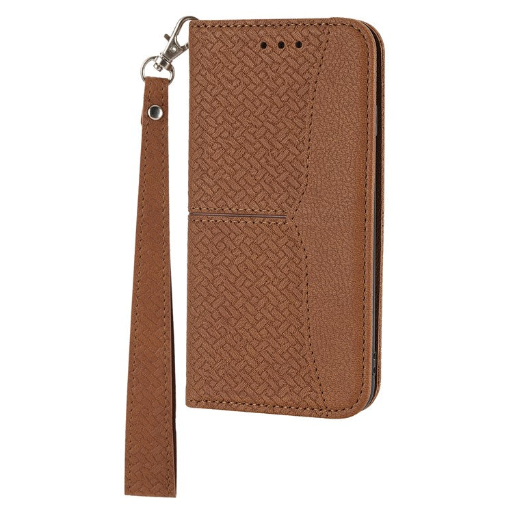 For Google Pixel 9a Case Woven Texture PU Leather Wallet Phone Cover - Brown