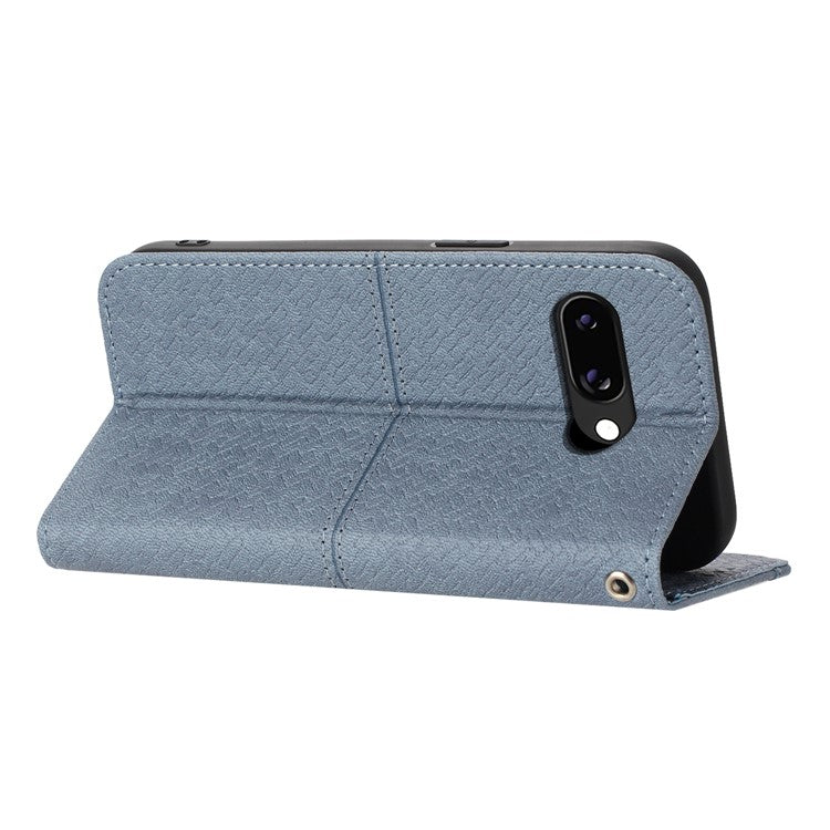 For Google Pixel 9a Case Woven Texture PU Leather Wallet Phone Cover - Grey
