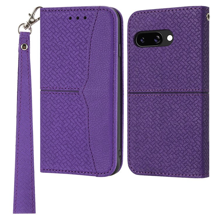 For Google Pixel 9a Case Woven Texture PU Leather Wallet Phone Cover - Purple