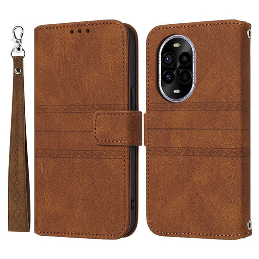 For Huawei nova 13 Pro 5G Case Wallet Skin-Touch Leather Imprinted Phone Cover - Brown