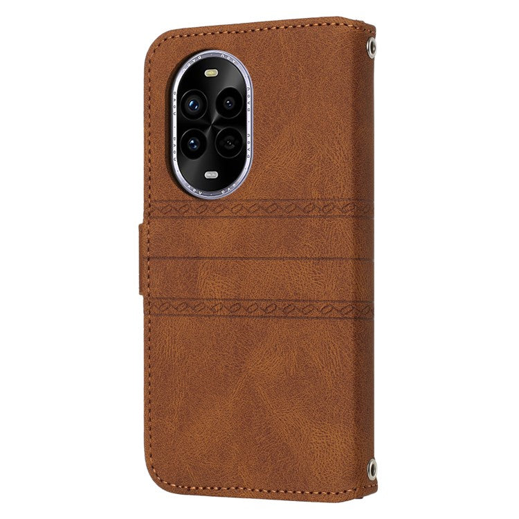 For Huawei nova 13 Pro 5G Case Wallet Skin-Touch Leather Imprinted Phone Cover - Brown