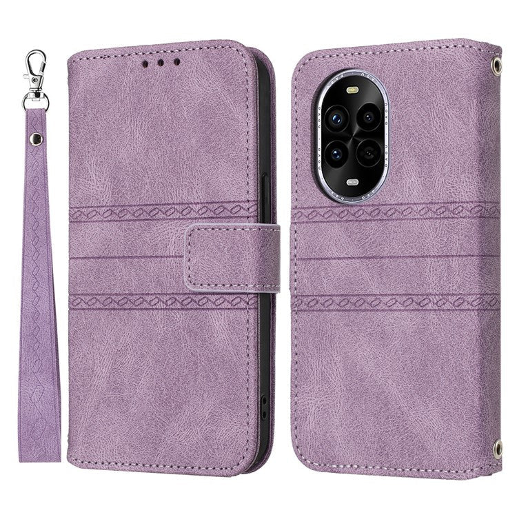 For Huawei nova 13 Pro 5G Case Wallet Skin-Touch Leather Imprinted Phone Cover - Purple