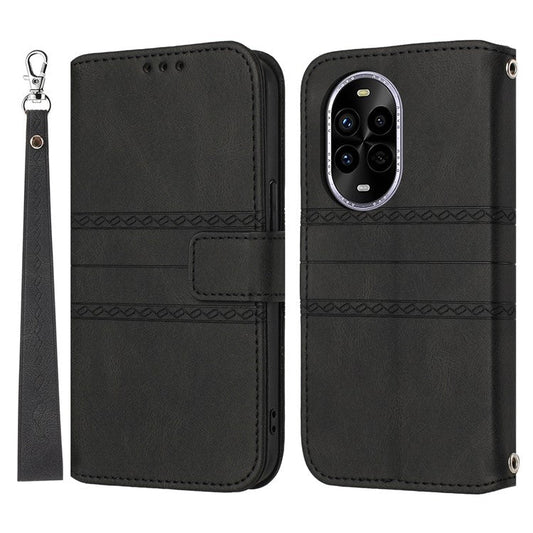 For Huawei nova 13 Pro 5G Case Wallet Skin-Touch Leather Imprinted Phone Cover - Black