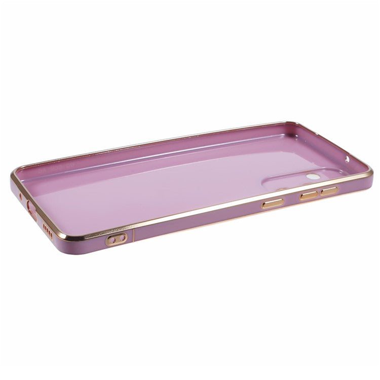 For Samsung Galaxy S25+ Case Electroplating Soft TPU Phone Cover Astronaut Hidden Kickstand - Purple