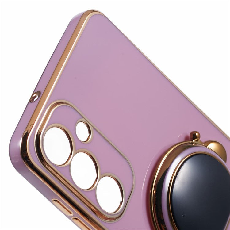 For Samsung Galaxy S25+ Case Electroplating Soft TPU Phone Cover Astronaut Hidden Kickstand - Purple