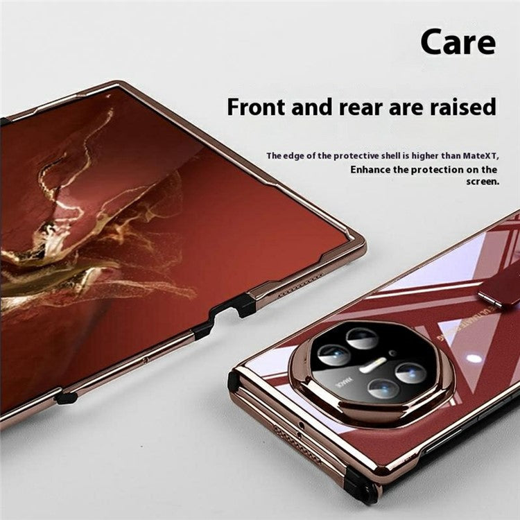 For Huawei Mate XT Ultimate Case Kickstand Electroplating Frame Clear PC Phone Back Cover - Silver