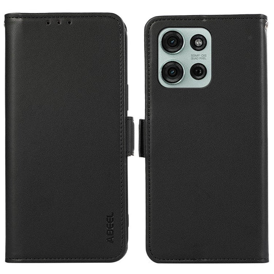 ABEEL For Motorola Moto G75 5G Case Leather Phone Cover with RFID Blocking Wallet - Black