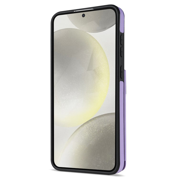 For Samsung Galaxy S24 FE Case with Wrist Strap Card Slots Rhombus Leather+TPU Phone Cover - Purple