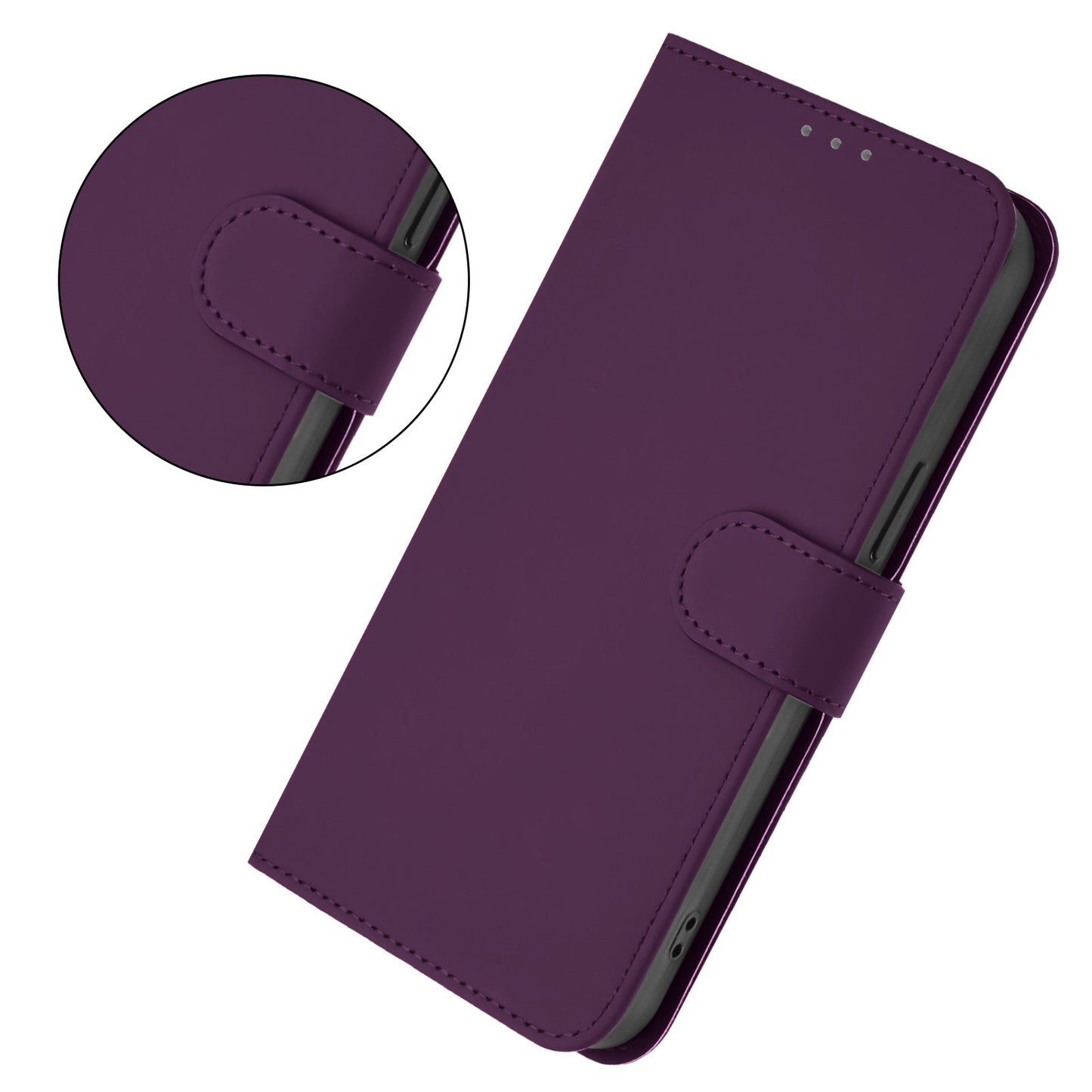 For Samsung Galaxy A05s 4G Case Solid Color Wallet Leather Phone Cover with Strap - Violet