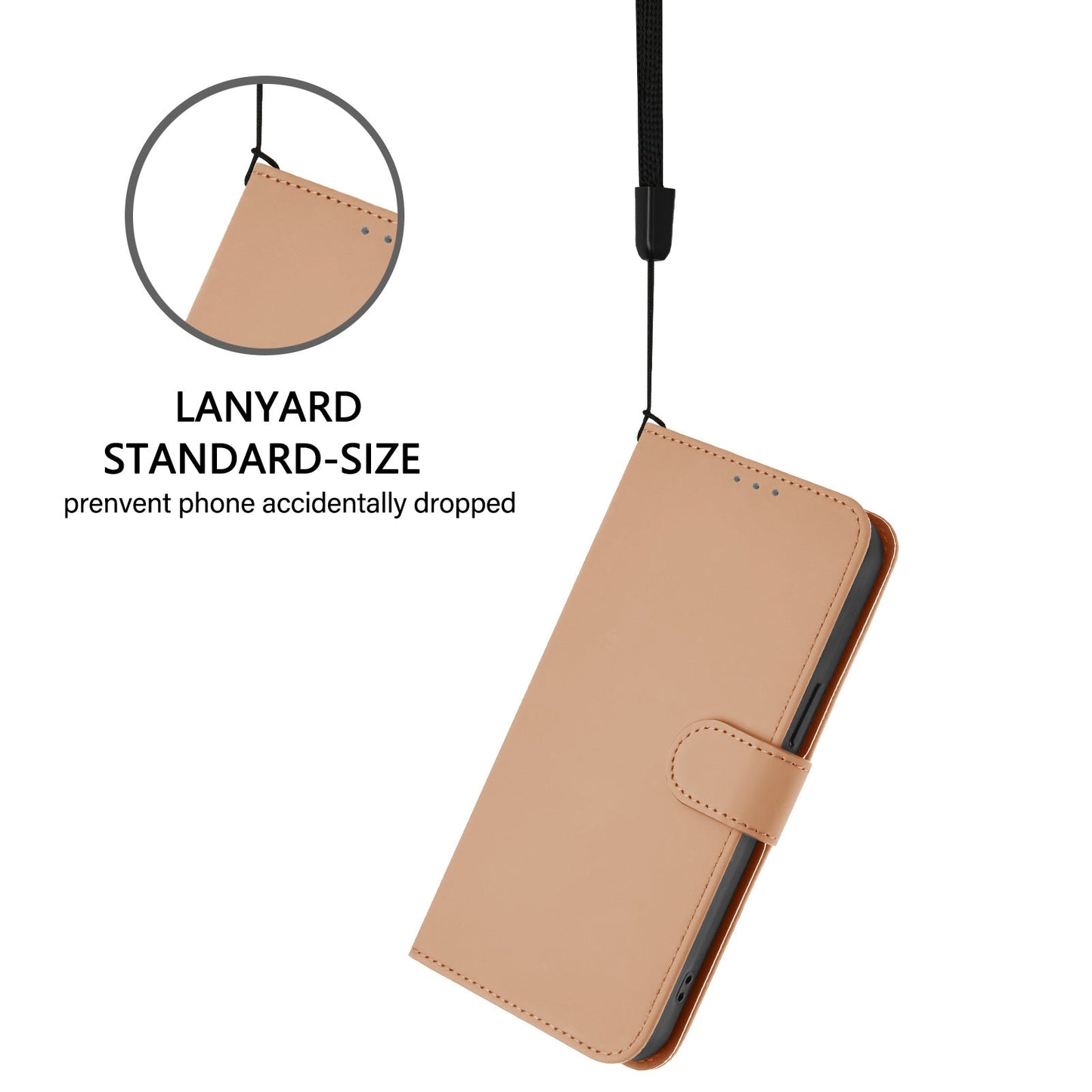 For Samsung Galaxy A36 5G Case Solid Color Wallet Leather Phone Cover with Strap - Nude