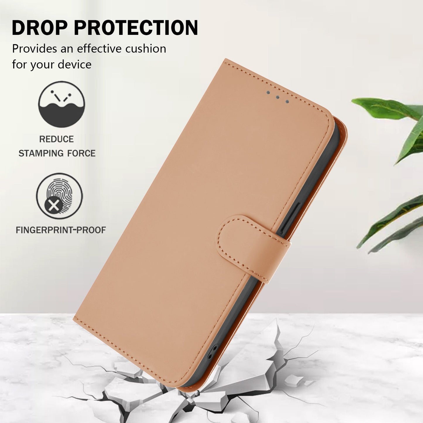 For Xiaomi Redmi Note 14 5G Case Solid Color Wallet Leather Phone Cover with Strap - Nude