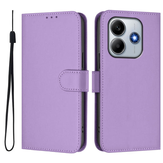 For Xiaomi Redmi Note 14 5G Case Solid Color Wallet Leather Phone Cover with Strap - Lavender