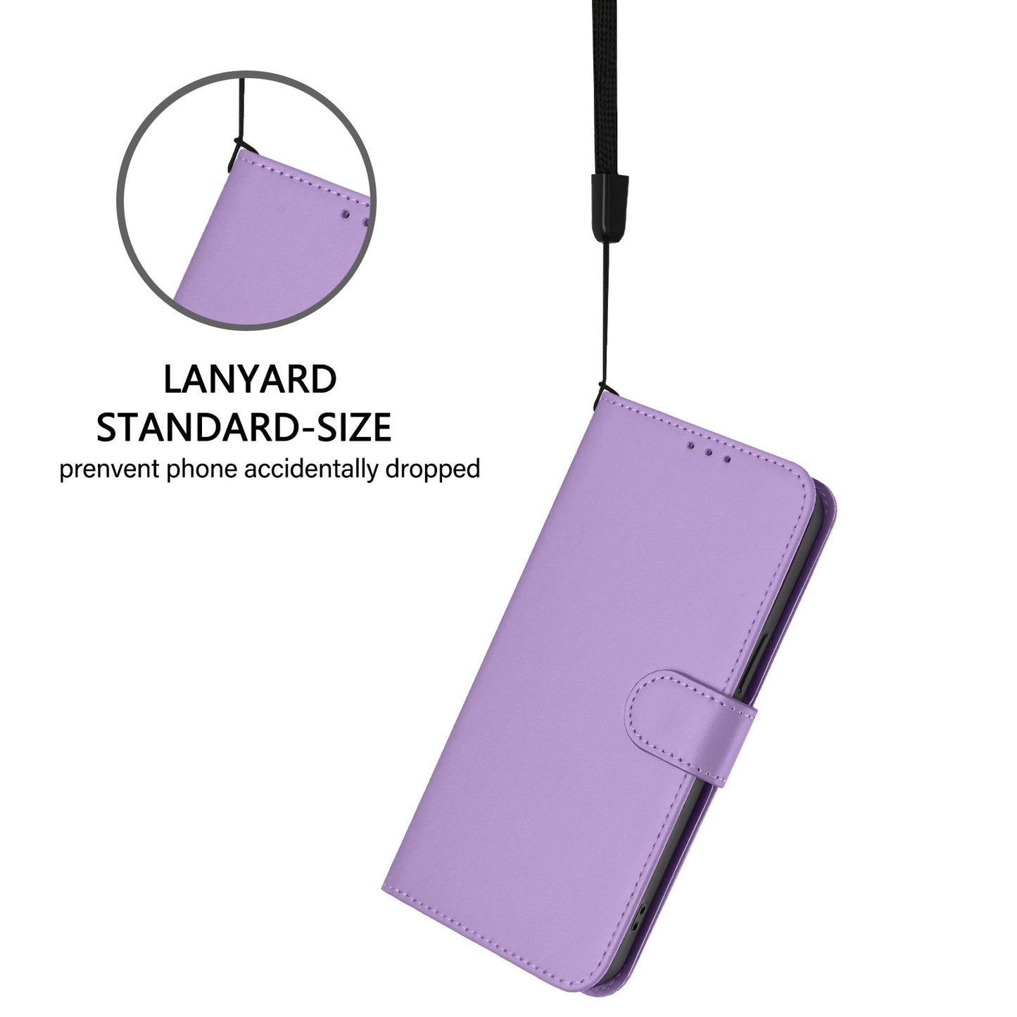 For Motorola Edge 50 Neo 5G Case Solid Color Wallet Leather Phone Cover with Strap - Lavender