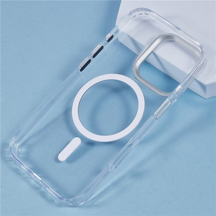 For iPhone 16 Pro Case Compatible with MagSafe TPU+PC Phone Back Cover Rhinestone Decor - Transparent
