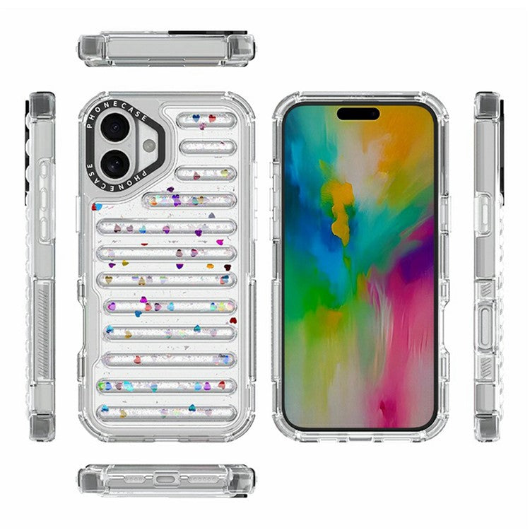 For iPhone 16 Plus Case Capsule Glitter PC + TPU Phone Protective Cover - Sequins