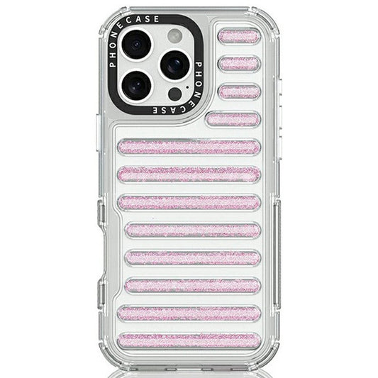For iPhone 16 Pro Case Capsule Glitter PC + TPU Phone Protective Cover - Pink