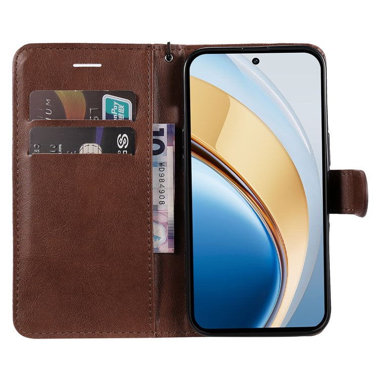 For vivo V40 Lite (Indonesia) 4G / V40 Lite (Indonesia) 5G Case Solid Color Leather Phone Cover Wallet Stand - Brown
