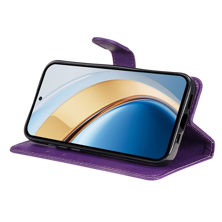 For vivo V40 Lite (Indonesia) 4G / V40 Lite (Indonesia) 5G Case Solid Color Leather Phone Cover Wallet Stand - Purple