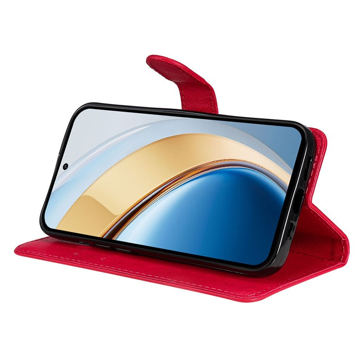 For vivo V40 Lite (Indonesia) 4G / V40 Lite (Indonesia) 5G Case Solid Color Leather Phone Cover Wallet Stand - Red