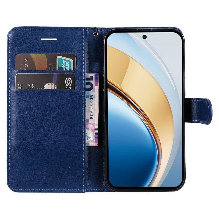 For vivo V40 Lite (Indonesia) 4G / V40 Lite (Indonesia) 5G Case Solid Color Leather Phone Cover Wallet Stand - Blue