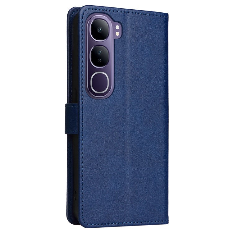 For vivo V40 Lite (Indonesia) 4G / V40 Lite (Indonesia) 5G Case Solid Color Leather Phone Cover Wallet Stand - Blue