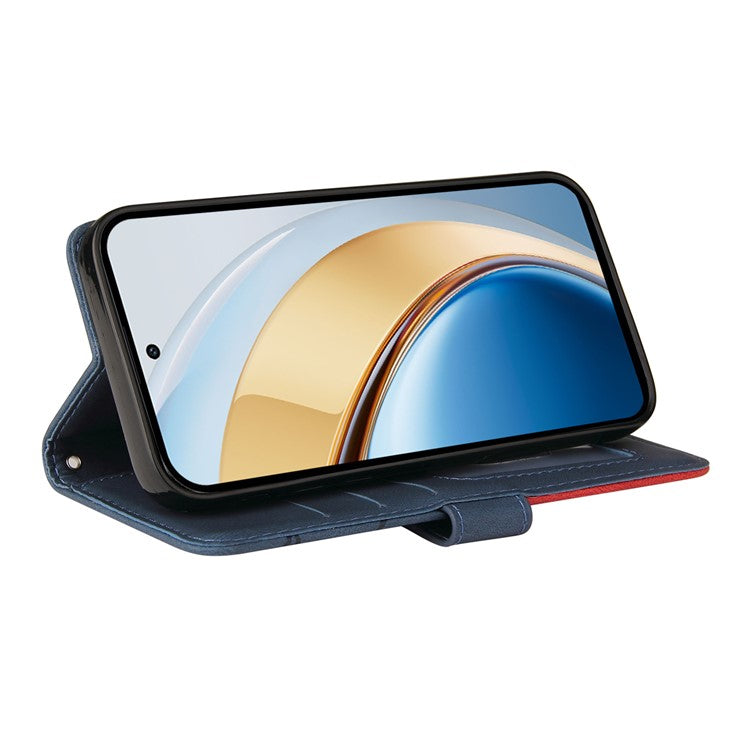 For vivo V40 Lite (Indonesia) 5G / V40 Lite (Indonesia) 4G Case Color Splicing Leather Phone Cover Wallet Stand - Blue