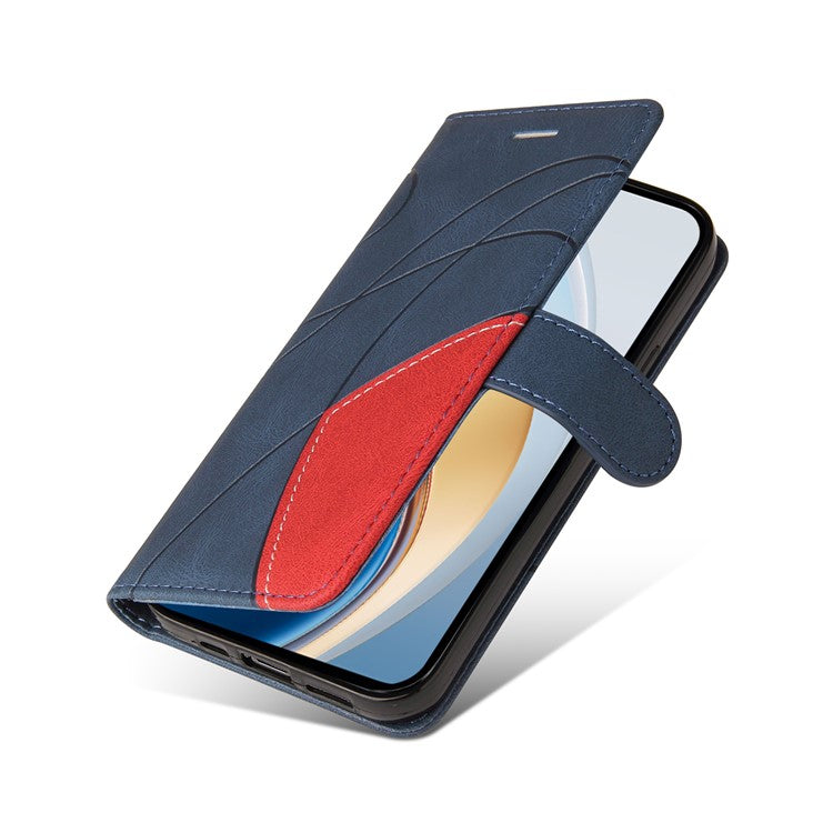 For vivo V40 Lite (Indonesia) 5G / V40 Lite (Indonesia) 4G Case Color Splicing Leather Phone Cover Wallet Stand - Blue