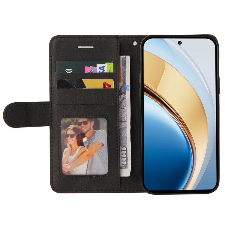 For vivo V40 Lite (Indonesia) 5G / V40 Lite (Indonesia) 4G Case Color Splicing Leather Phone Cover Wallet Stand - Black