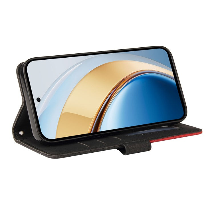 For vivo V40 Lite (Indonesia) 5G / V40 Lite (Indonesia) 4G Case Color Splicing Leather Phone Cover Wallet Stand - Black