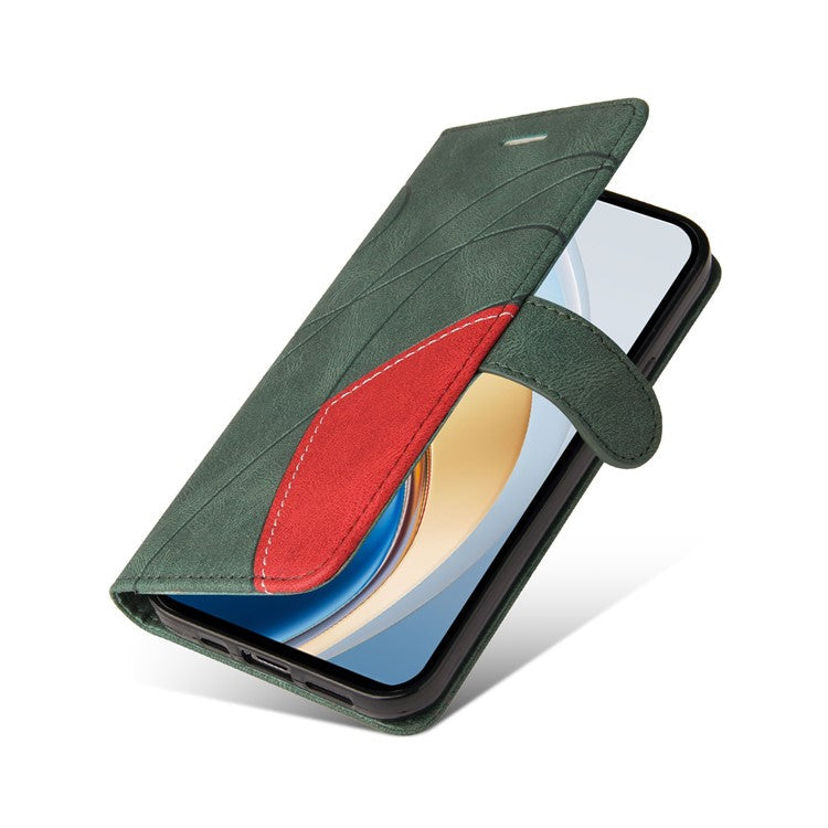 For vivo V40 Lite (Indonesia) 5G / V40 Lite (Indonesia) 4G Case Color Splicing Leather Phone Cover Wallet Stand - Green